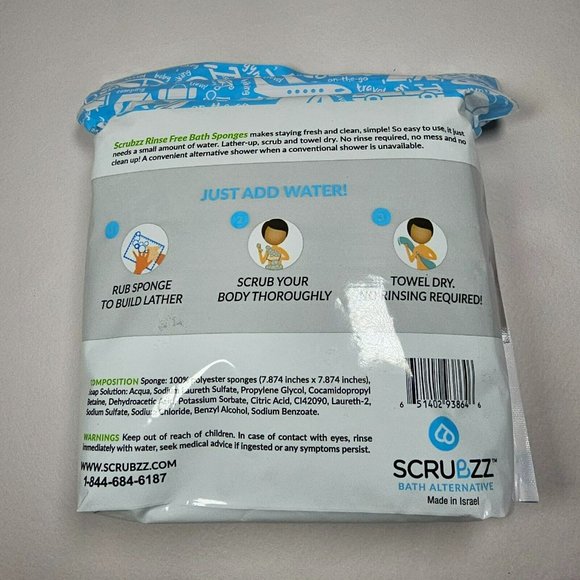 Scrubzz 25-Pack Disposable No Rinse Bathing Wipes - All-In-1 Single Use Shower - Picture 4 of 4